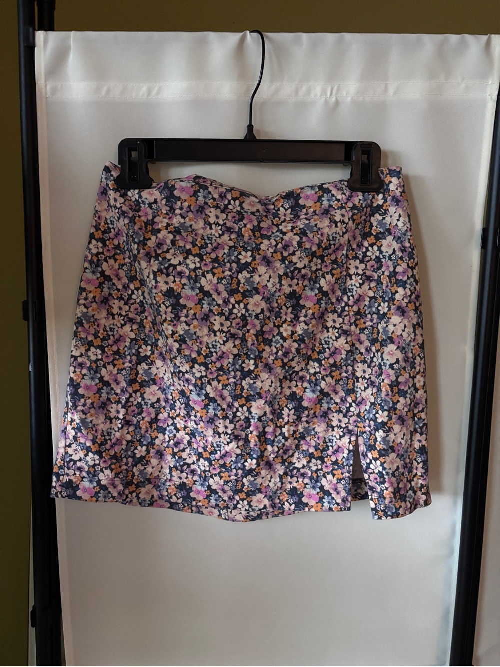 wild fable Navy Floral Mini Skirt with Pink and Cream Blossoms
